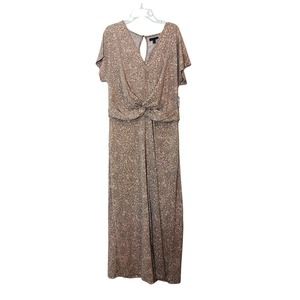 8772 NWT women's sz XL coral animal print romper jumpsuit